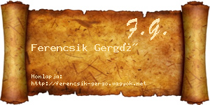 Ferencsik Gergő névjegykártya